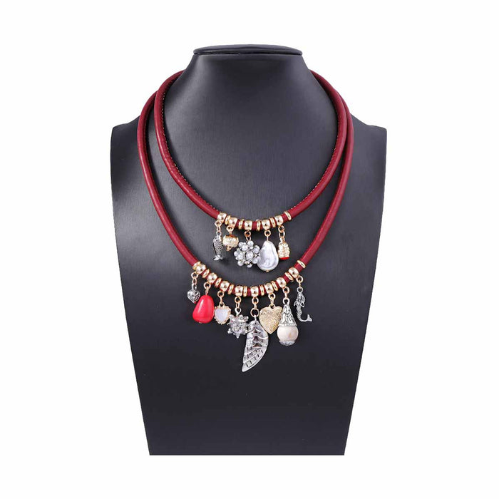 Wholesale 2-piece Alloy Imitation Pearl Fish Geometric Pendant Necklace Versatile