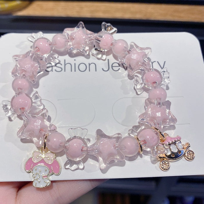 Wholesale Metal Pink Cat Head Star Candy Children' s Cartoon Bracelet Fashion Accessory MOQ≥3