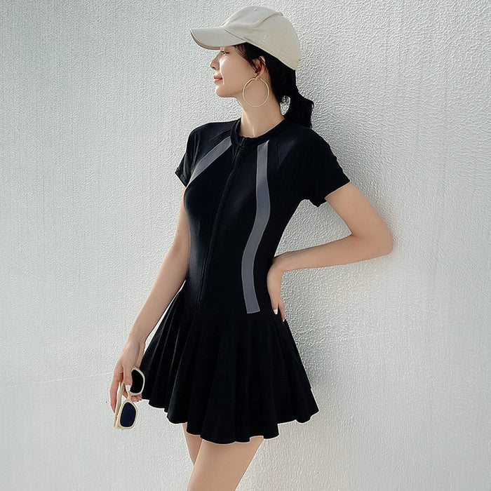 Wholesale New one-piece conservative plus size swimsuit, professional sports boxer shorts, soaking in hot springs