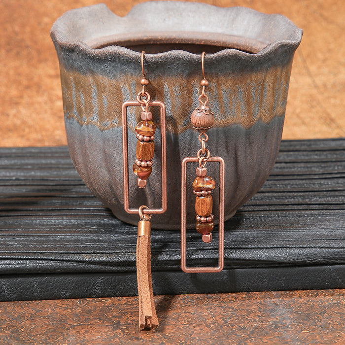 Wholesale Bohemian Tassel Geometric Earrings - Retro Ethnic Style Fashion Accessory MOQ≥2