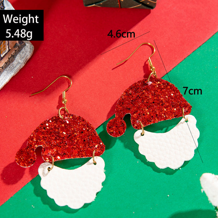 Wholesale Colorful Christmas Hat Earrings White Beard Sequins Women Jewelry Accessory Gift MOQ≥2