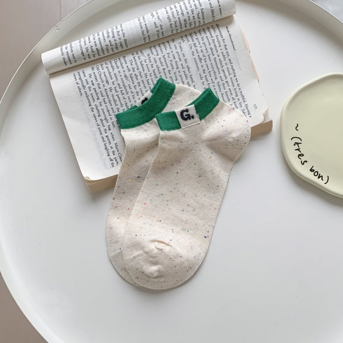 Wholesale New socks made of cotton, sweat absorbing, breathable, labeled with letter fabric, short socks with elasticity