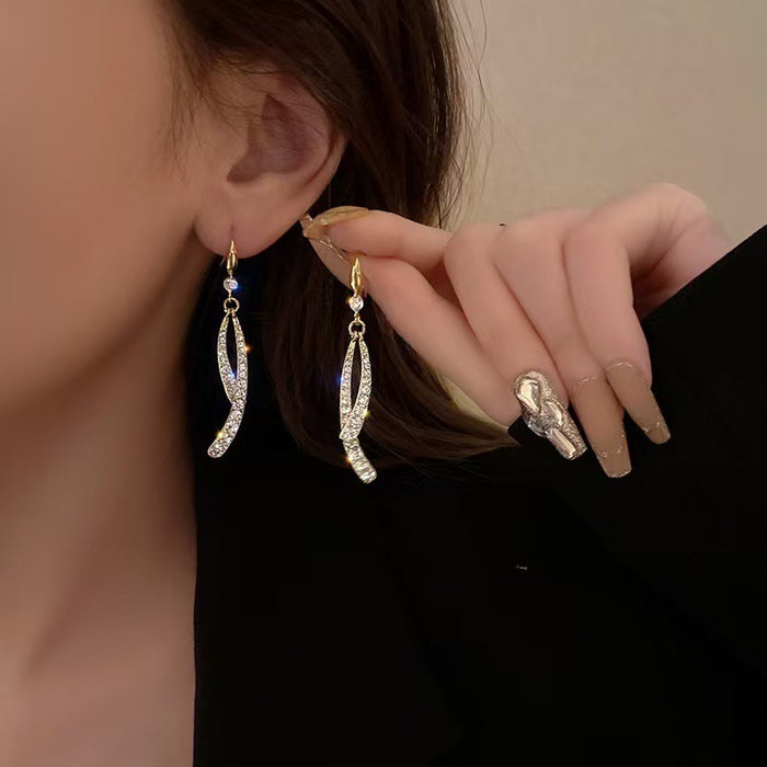 Wholesale Full Diamond Cross Fishtail Ear Hook Earrings Ear Jewelry