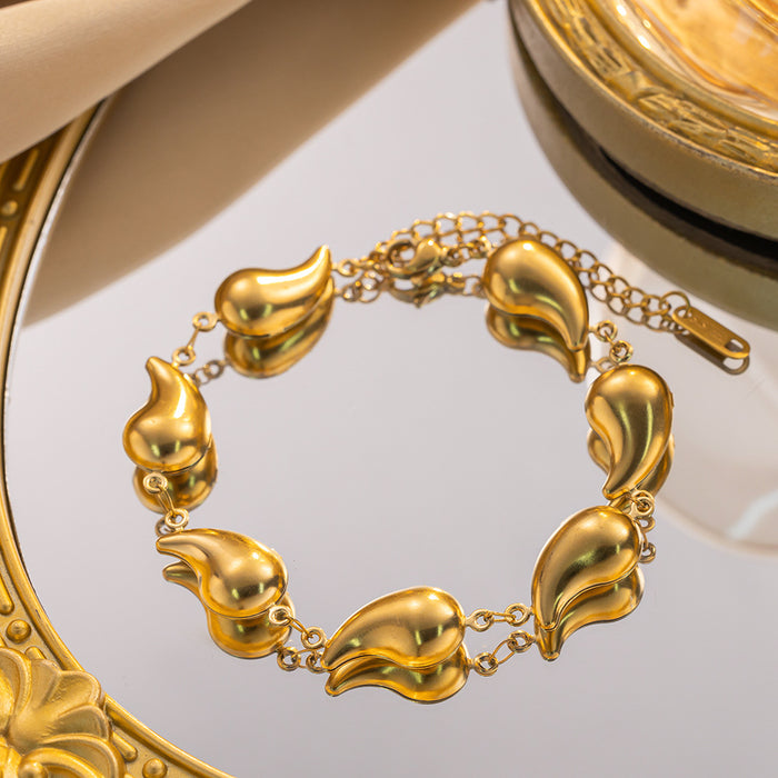 Wholesale Niche Retro Glossy 3D Teardrop Necklace