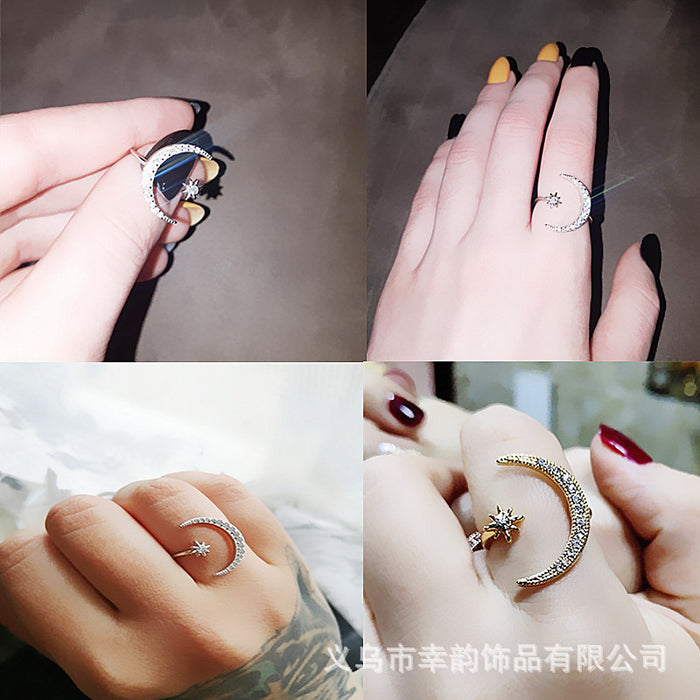 Wholesale Star Moon Ring Personality Star Moon Finger Opening Ring