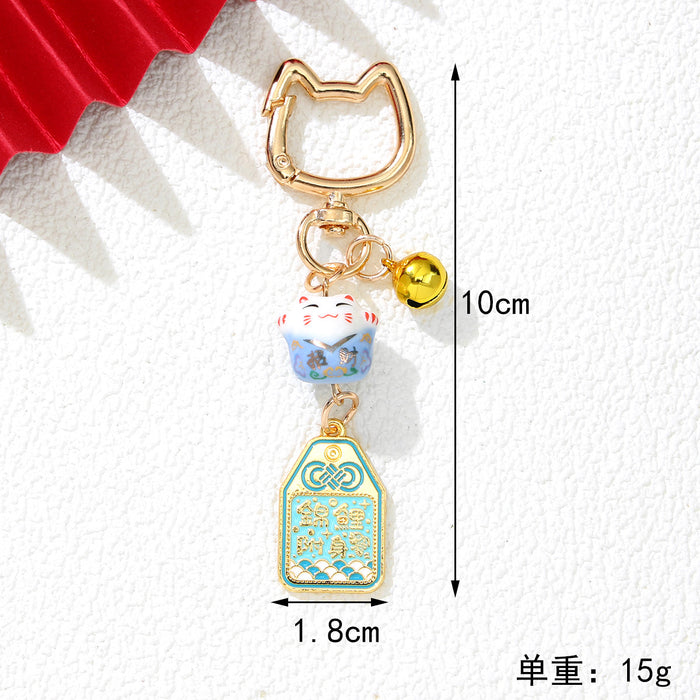 Wholesale Ceramic Lucky Cat Keychain Cute Decorative Accessory for Gift Boutique Resale MOQ≥2