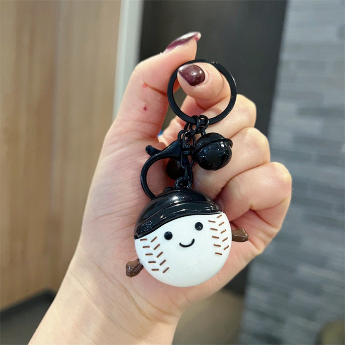 Wholesale 5 PCS Cute PVC cartoon baseball keychain with smiling face.