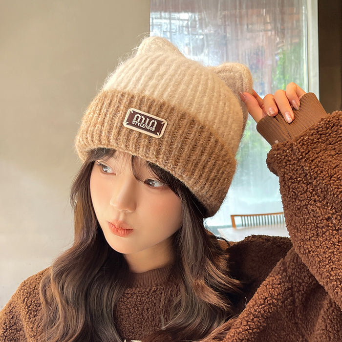 Wholesale Winter Cat Ear Hat Women's Ear Protection Wool Hat Knitted Hat Cute