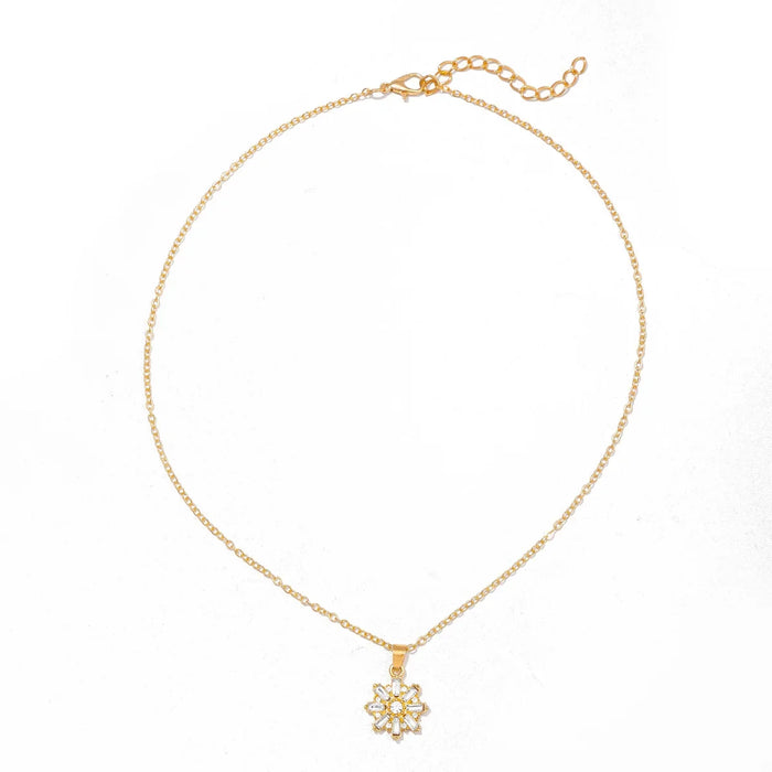Wholesale Jewelry Fashion Alloy Diamond Pendant, Small and Versatile Flower Necklace