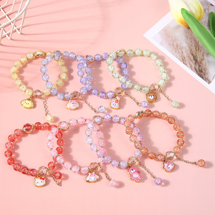 Wholesale Crystal bead bracelet cartoon pendant bracelet cute colored glass bracelet