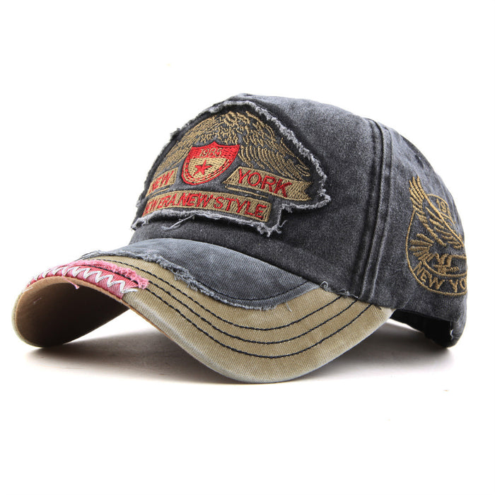 Wholesale 100%  Cotton Washed Mountain Embroidery Sun Protection Baseball Cap