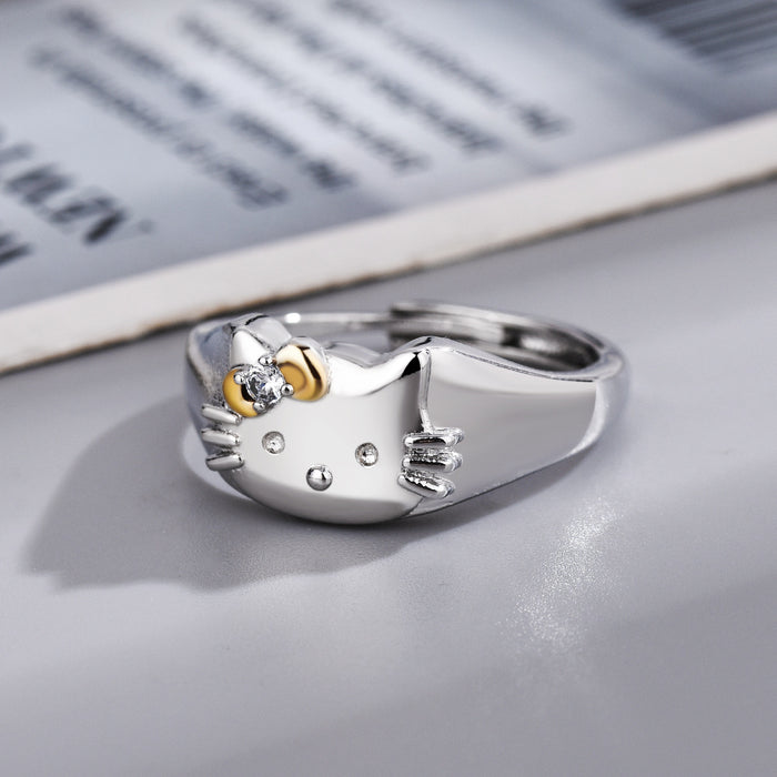 Wholesale Love Zircon Precision Bow Simple Open End Ring, niche