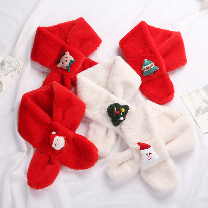 Wholesale Christmas Series Children's Autumn and Winter Cartoon Western-style Warm Scarf Imitation Rabbit Fur Thick Neck Cover JDC-SF-GJ005