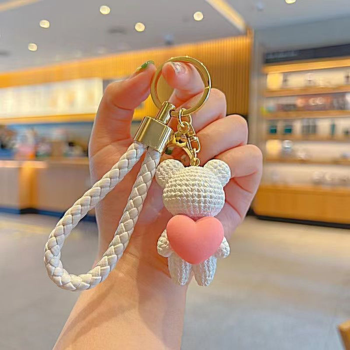 Wholesale  Bear Couple Key Chain Doll Cute Cartoon Bag Pendant Car Key Chain Pendant