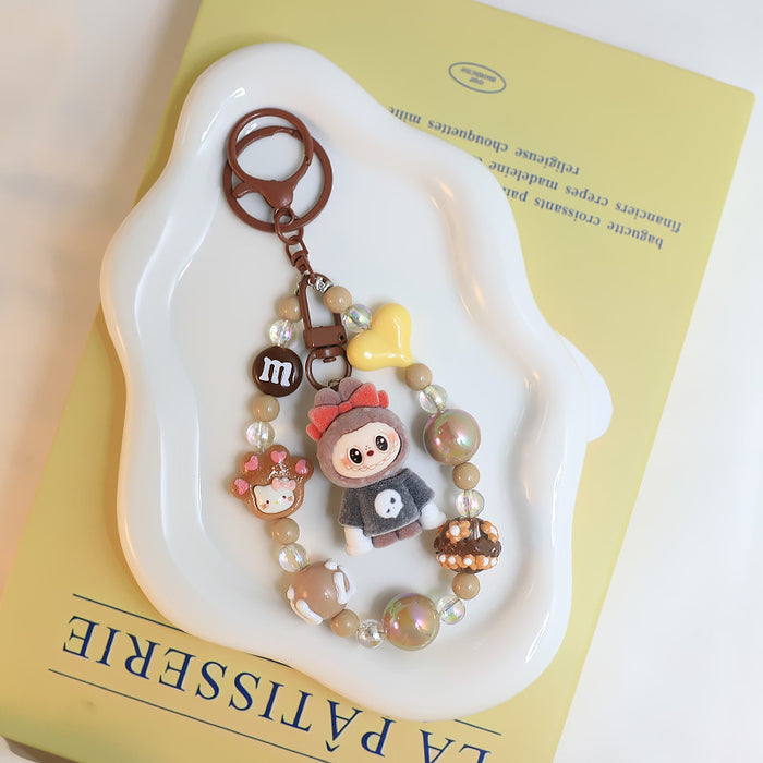 Wholesale Flocking Variable  Keychain Doll Pendant Cute Silicone Cute Blind Box Bag Bead Chain Pendant Accessories