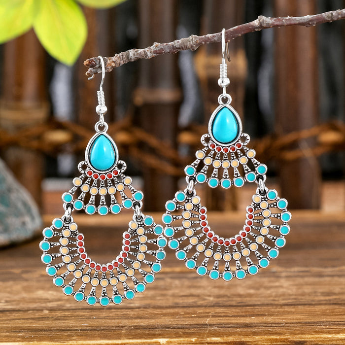 Wholesale Bohemian Geometric Turquoise Earrings Zinc Alloy Fashion Accessory MOQ≥2