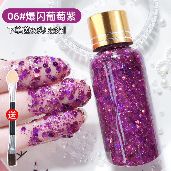 Wholesale Shiny Liquid Big Sequins Burst Stage Makeup Show Hair Face Glue Free Gel Glitter Powder Eye Shadow Makeup JDC-EY-SN005