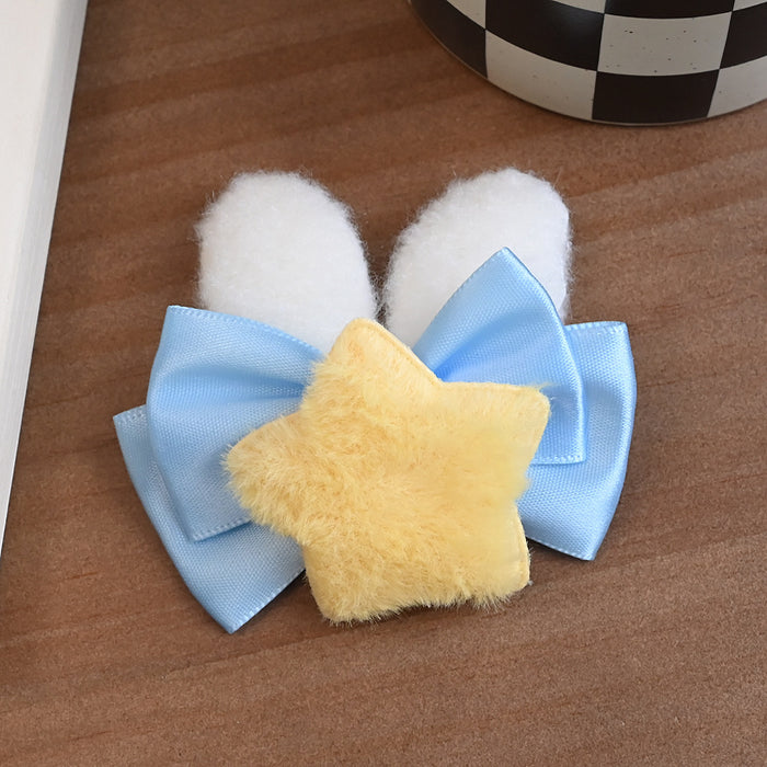 Wholesale Cute hair clip headband, sweet water colored bow, plush rabbit ear hairpin