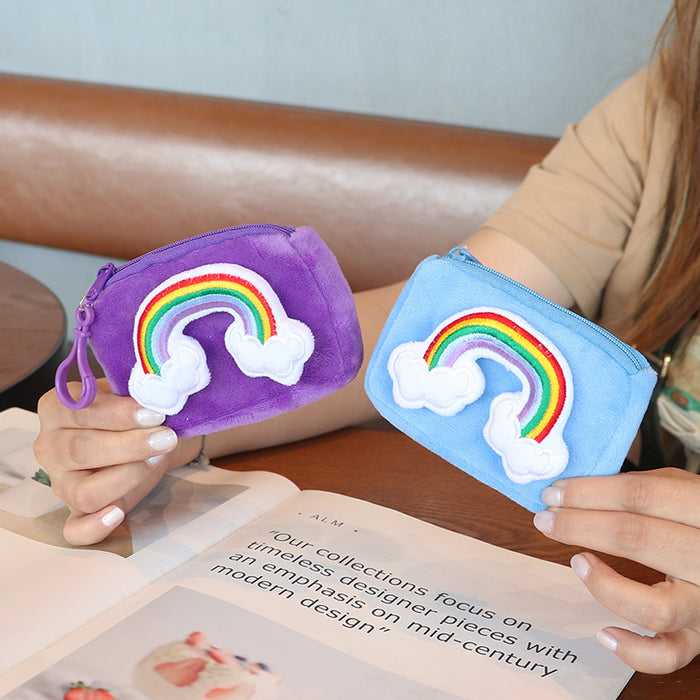 Wholesale New Square Candy Color Rainbow Card Holder Keychain Bag Hanging Women' s Small Wallet Student Mini Storage Bag
