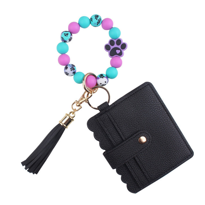 Wholesale Cartoon Dog Claw Card Bag Jewelry Beaded DIY Dog Claw Silicone Bracelet Bracelet Wallet Keychain Pendant