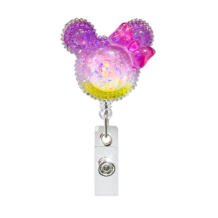 Wholesale Crystal Patch Acrylic Glitter Badge Scroll Retractable Keychain JDC-KC-QiDing018