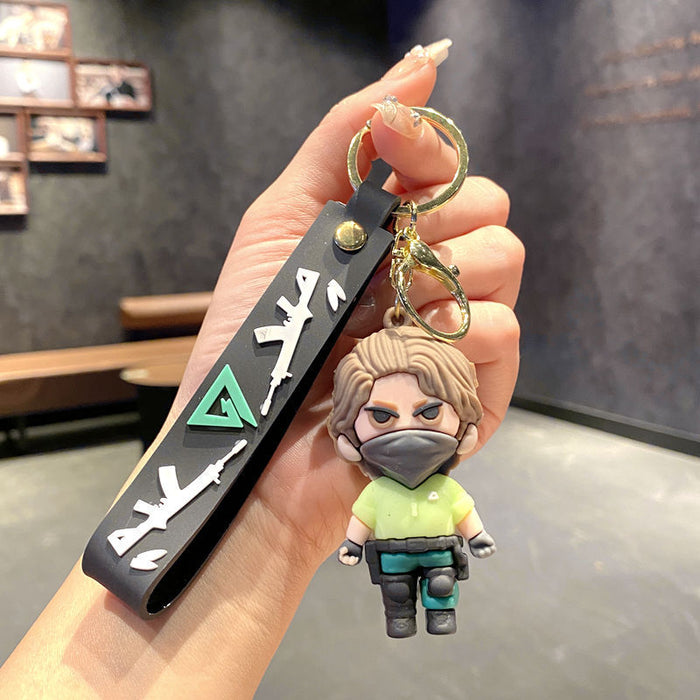 Wholesale Cartoon PVC Delta Action Keychain Bag Charm Game Pendant Student Gift MOQ≥2