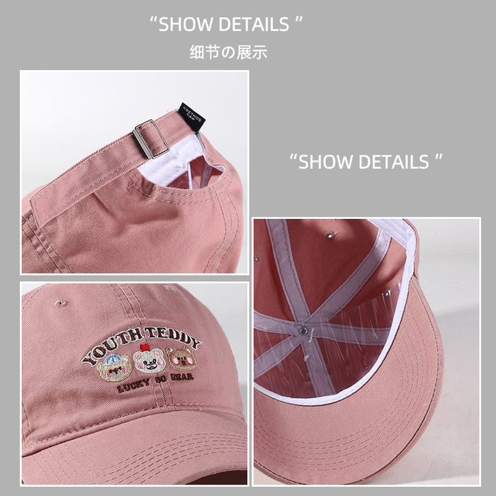 Wholesale Embroidered baseball cap, sweet and versatile, new wide brimmed duckbill cap for couples