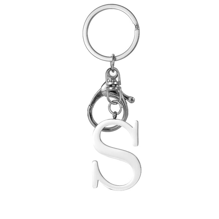 Wholesale Stainless Steel  Letter Key Chain Titanium Steel Keychain Initial Letter Modern Simple Backpack Pendant