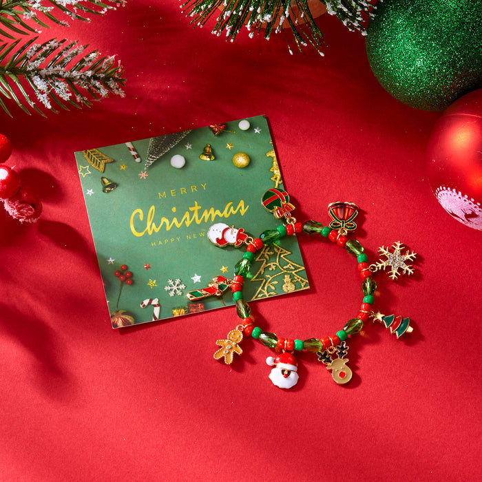 Wholesale Beaded bracelet Christmas festive elk  crutches snowflake gloves Christmas bracelet