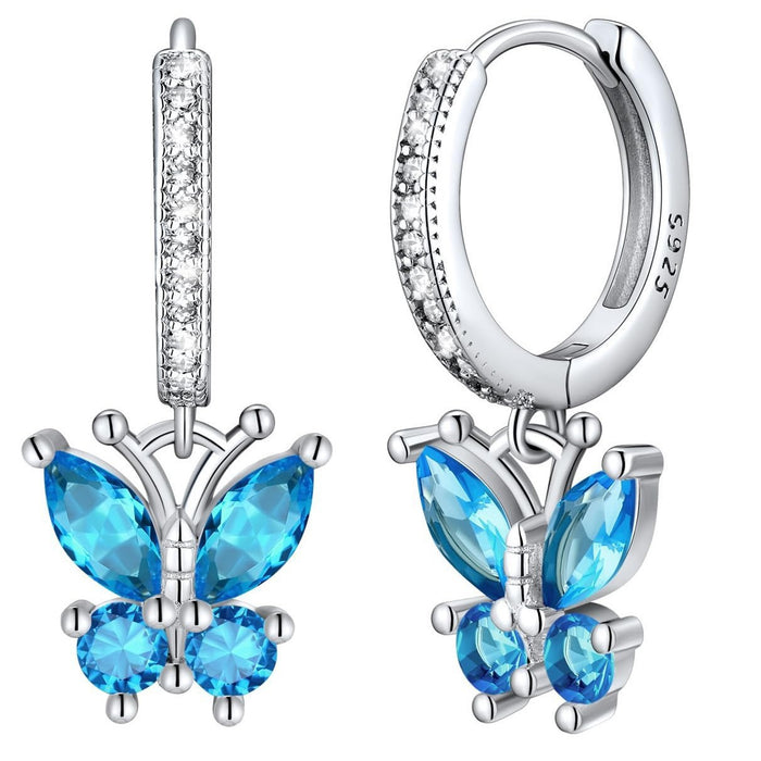 Wholesale Butterfly sterling silver needle earrings with fashionable and simple style, ear buckles, and headwear accessories