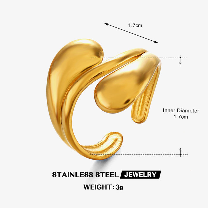 Wholesale Fashionable and trendy gold-plated minimalist Feng Shui drip ring, niche design, open-ended ring