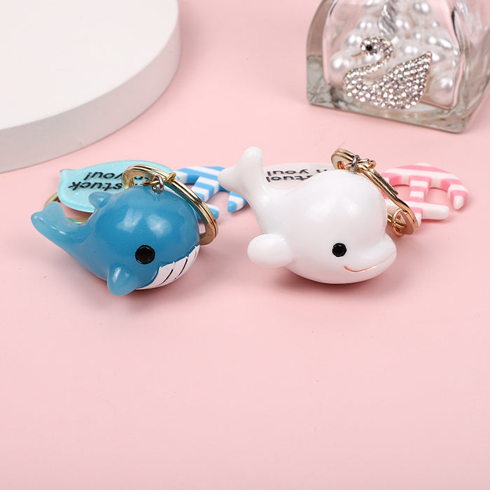 Wholesale Creative acrylic small whale keychain pendant cute couple small pendant personality car key ring small gifts