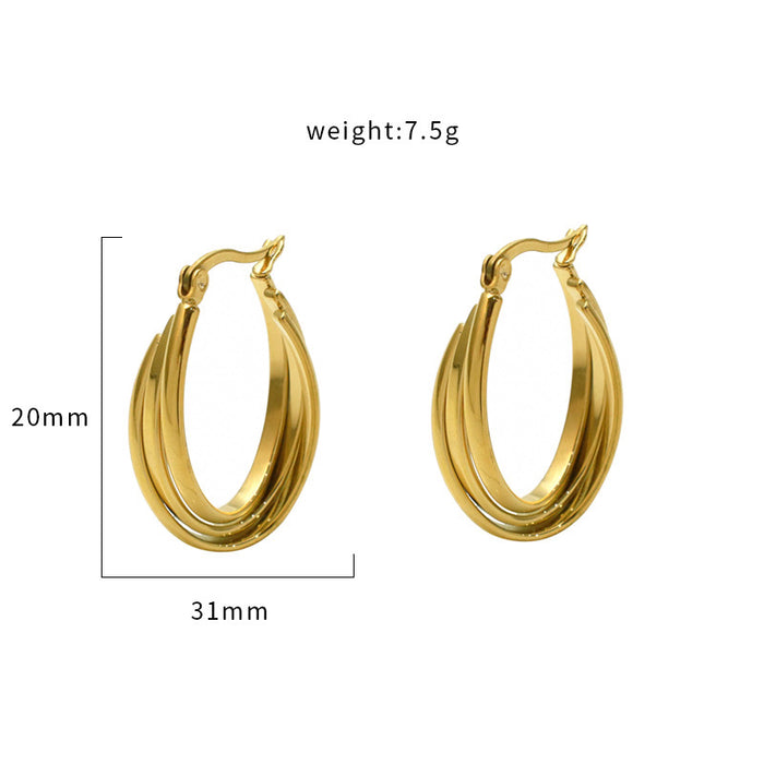 Wholesale Irregular Line Three-Ring Earrings