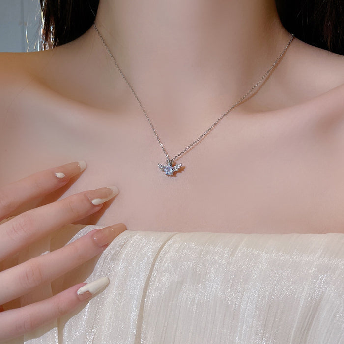 Wholesale   Simple Angel Wings Titanium Steel Necklace  Temperament Love Pendant Clavicle Chain