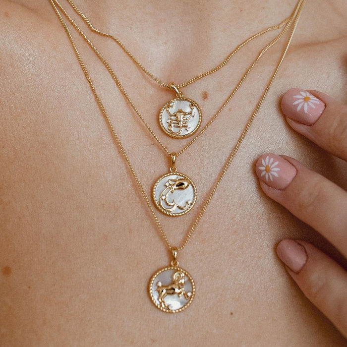 Wholesale Vintage 12 Zodiac Coin Necklace Titanium Steel Gold Plated Trendy Everyday Jewelry Accessory