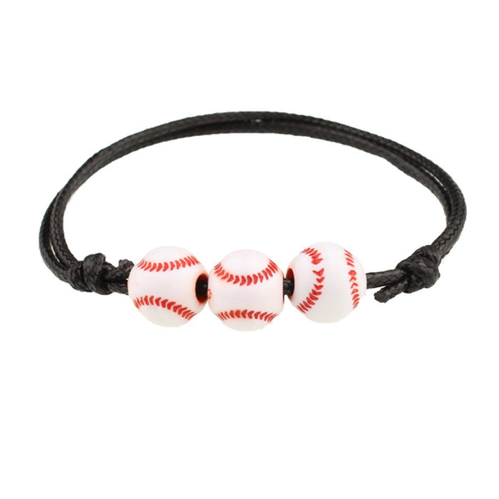 Wholesale Adjustable Elasticity Sports Bracelet, Football, Baseball Bracelet, Ball Beads, Handmade Rope
