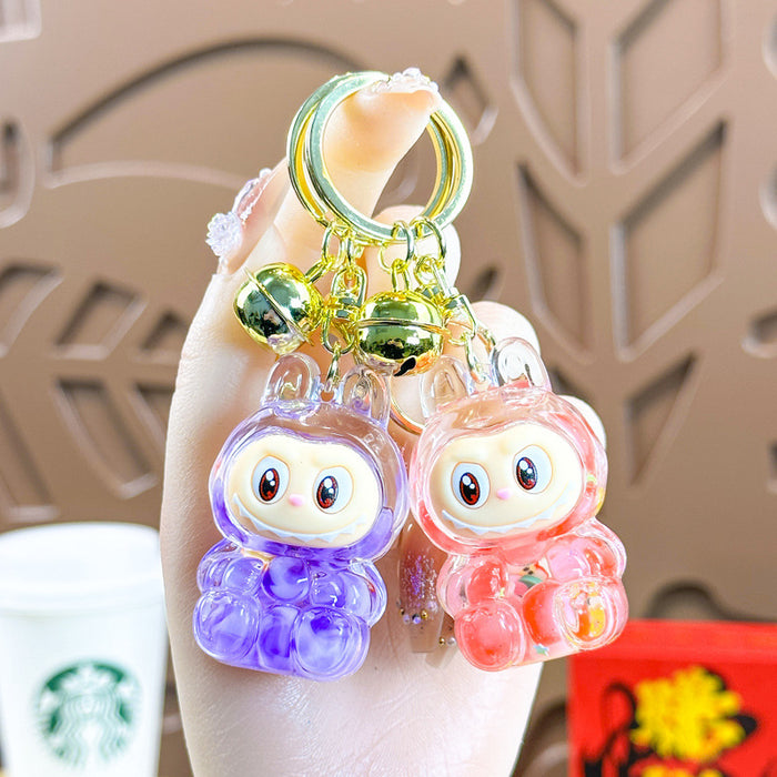 Wholesale Acrylic Bunny Quicksand Keychain Luminous Flashing Cute Doll Bag Gift Keychain