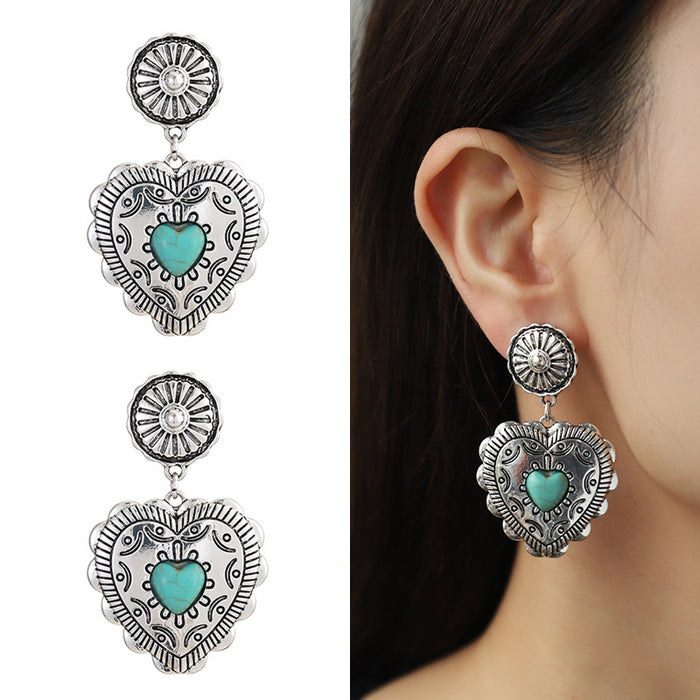 Wholesale Valentine's Day Love Heart Earrings Vintage Alloy Earrings JDC-ES-KenJie001