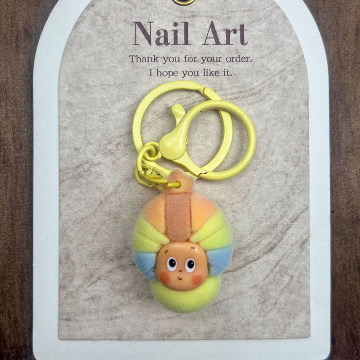 Wholesale Multi-colored flocked resin accessories keychain