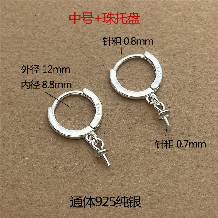 Wholesale Pure silver earring accessories, ear buckles, DIY handmade earrings with loops, semi-finished earrings, pendants