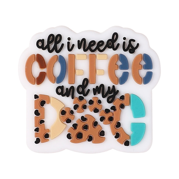 Wholesale 20pcs Silicone Beaded Pen Accessories Dropping Glue Leopard Dog Mom Silicone Beads DIY Bracelet Decorations Alphabet Beads