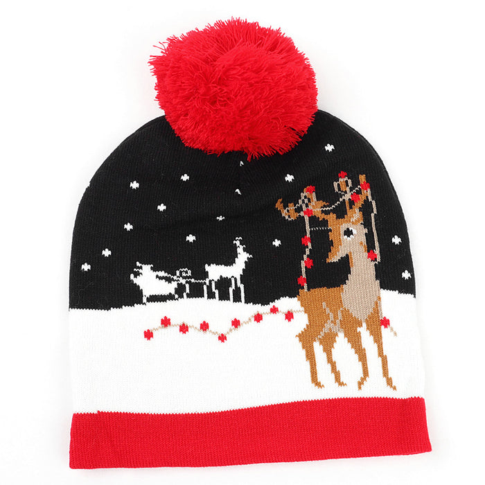 Wholesale Autumn and Winter New Christmas Knitted Jacquard Hat Unisex Warm Pullover Hat with Ball Decorative Cold Hat