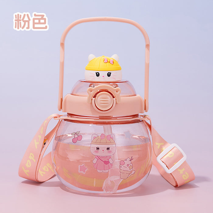 Wholesale Cute Bear Straw Cup Large-Capacity Plastic Cup