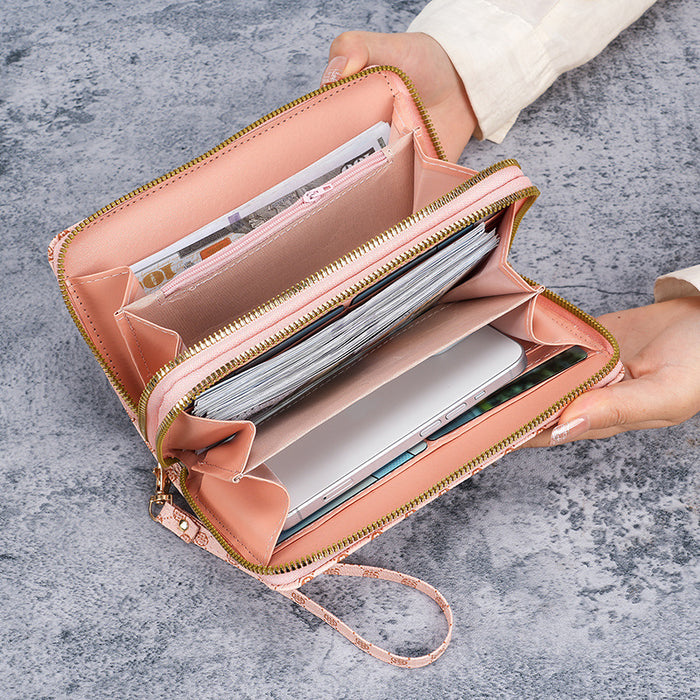 Wholesale Modern Geometric Design Multifunctional Wallet Clutch Bag in Black PVC for Everyday Use and Phone Accessory