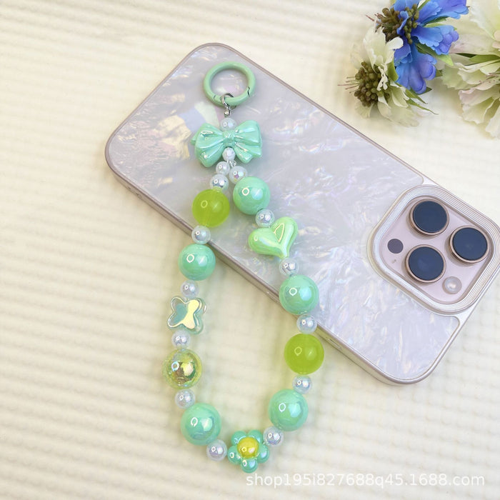 Wholesale Flocked kitten fun girly colorful beaded mobile phone chain keychain bag doll pendant accessories