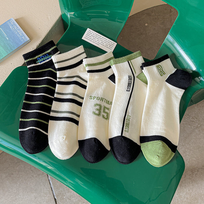 Wholesale Socks, thin boat socks, striped casual sports, low cut embroidery