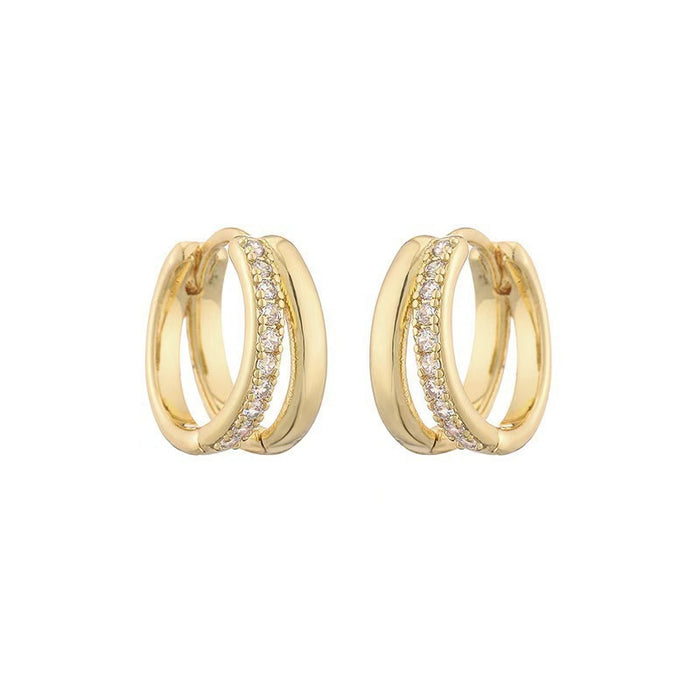 Wholesale Fashionable Exquisite Double-layer Hollow Zircon Ear Ring Ear  Sense Earrings