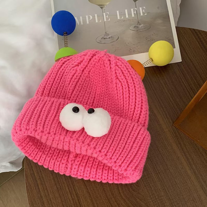 Wholesale Cartoon Big Eyes Small Monster Wool Hat for Children Autumn and Winter Cute Cute Funny Couple Knitted Hat