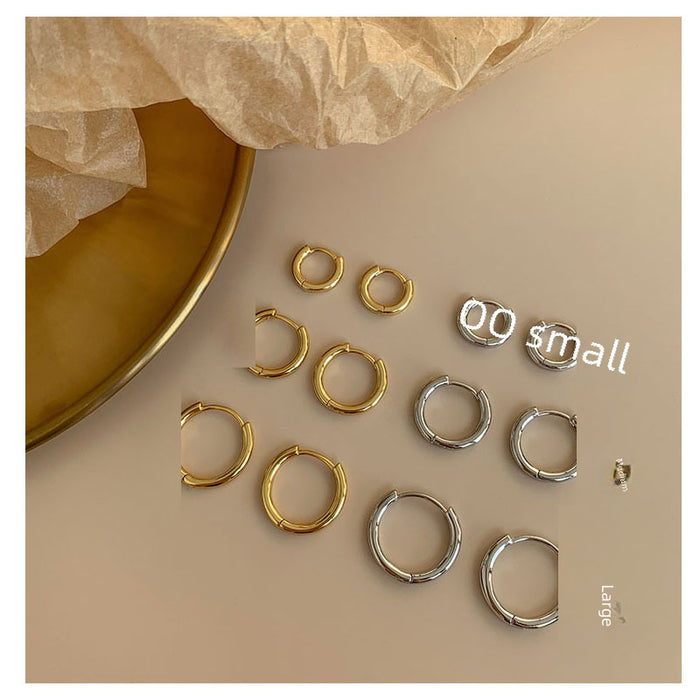 Wholesale Large circle earrings plated with pure silver, with a retro and minimalist style. Small ear ring accessories