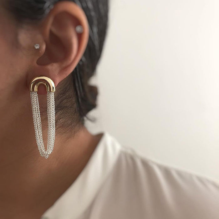 Wholesale Exaggerated alloy geometric earrings with fashionable tassel chain earrings and earrings